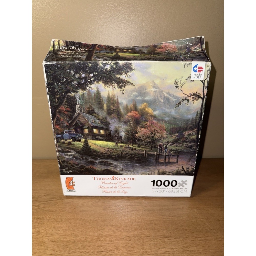 Thomas Kinkade Painter of Light 1000 Piece Jigsaw Puzzle Mountain Cabin Ceaco